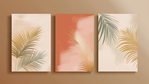 Papier peint palmiers Motifs délicats de feuilles de palmier sur fonds pastel