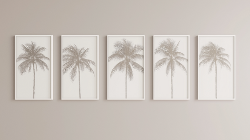 Papier peint palmiers Motifs délicats de palmiers stylisés en nuances de beige