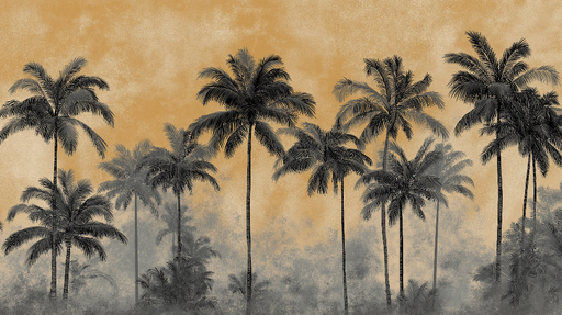 Papier peint palmiers Palmiers élégants sur fond doré