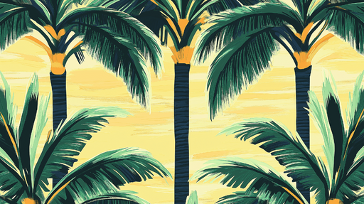 Papier peint palmiers Palmiers stylisés sur fond jaune ensoleillé