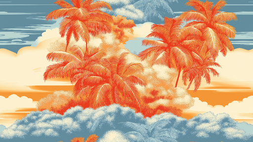 Papier peint palmiers Paradis tropical aux couleurs éclatantes