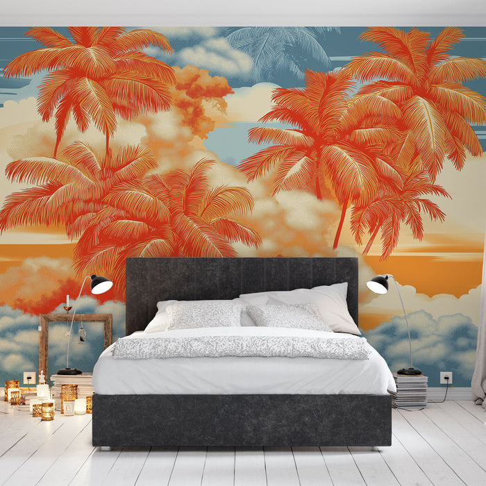 Papier peint palmiers | Paradis tropical aux couleurs éclatantes