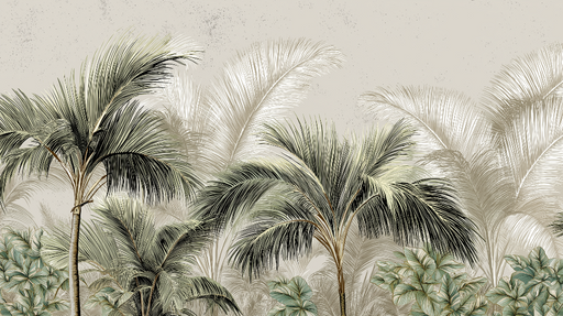 Papier peint palmiers Paysage tropical apaisant avec des palmiers et des feuillages luxuriants