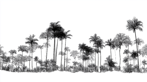 Papier peint palmiers Silhouettes de palmiers stylisés en noir et blanc