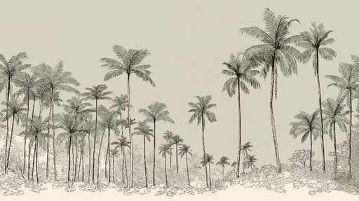 Papier peint palmiers Silhouettes de palmiers sur fond doux