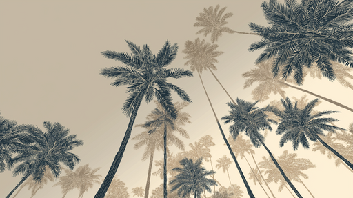 Papier peint palmiers Silhouettes délicates de palmiers sur fond neutre