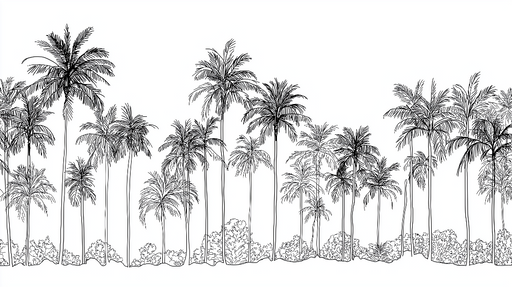 Papier peint palmiers Silhouettes élégantes de palmiers sur fond blanc