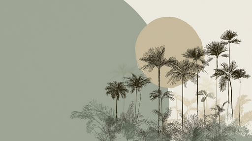 Papier peint palmiers Silhouettes élégantes de palmiers sur fond doux