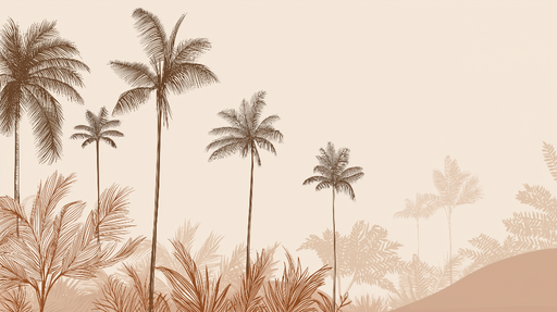 Papier peint palmiers Silhouettes élégantes de palmiers sur un fond pastel doux