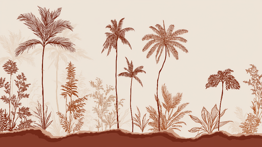 Papier peint palmiers Un paysage tropical aux nuances chaudes et naturelles