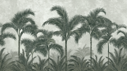 Papier peint palmiers Une forêt de palmiers verdoyants dans des tons apaisants