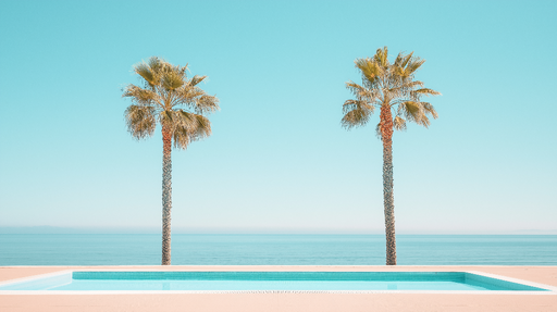 Papier peint palmiers Vacances en bord de mer avec une vue paisible