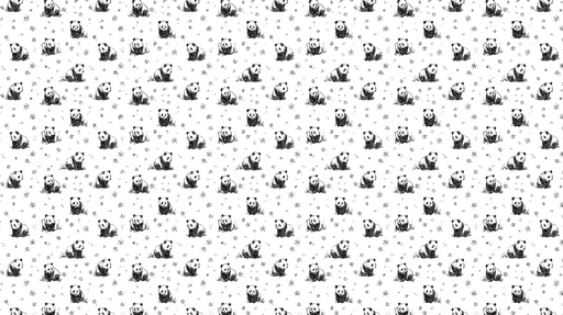 Papier peint panda Adorable motif de pandas sur fond blanc avec flocons de neige
