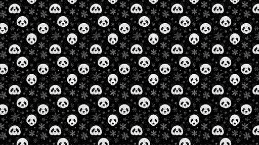 Papier peint panda Adorable motif de pandas sur fond noir avec flocons de neige