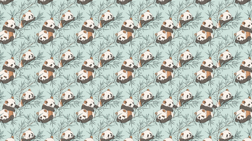 Papier peint panda Motif de pandas adorables entrelacés de feuillage tropical