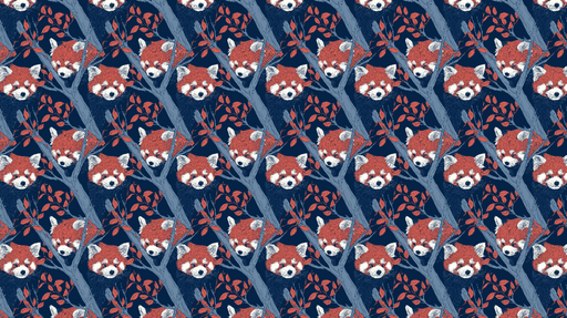 Papier peint panda roux Motif charmant de pandas roux dans les arbres avec des feuilles rouges