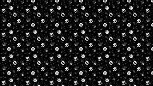Papier peint pandas Têtes de pandas blanches sur fond noir étoilé