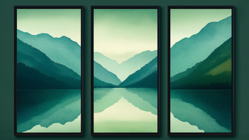 Papier peint panorama de montagnes Reflets apaisants sur un lac tranquille