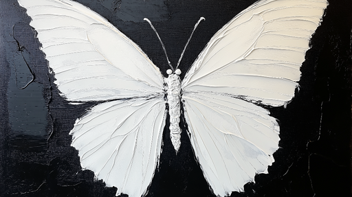 Papier peint papillon blanc Relief d'un papillon sur fond noir