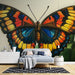 Papier peint papillon coloré avec teintes vibrantes et contrastées pour salon moderne