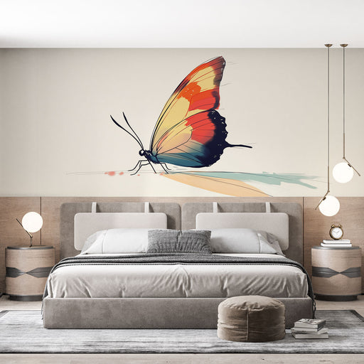 Papier peint artistique avec motif de papillon multicolore pour chambre moderne