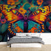 Papier peint papillon coloré avec motif vibrant de papillon sur fond floral pour chambre moderne