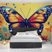 Papier peint coloré avec papillon vibrant entouré de fleurs éclatantes pour chambre moderne