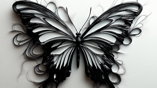 Papier peint papillon Design artistique en relief et noir et blanc