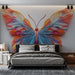 Papier peint design coloré avec papillon en relief pour chambre moderne