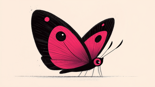 Papier peint papillon Design graphique d'un papillon rose et noir