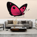 Papier peint design graphique avec papillon rose et noir pour salon moderne