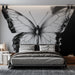 Papier peint monochrome avec dessin détaillé de papillon majestueux pour chambre moderne