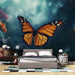 Papier peint papillon orange éclatant avec fleurs vibrantes pour chambre moderne