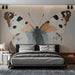 Papier peint élégant avec motif de papillon aux couleurs douces pour chambre moderne