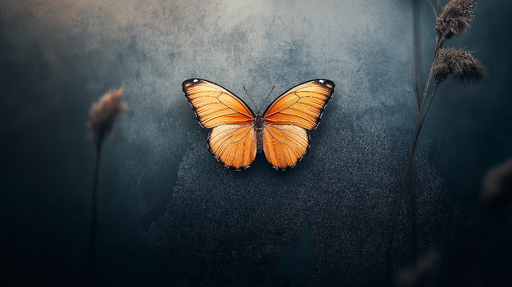 Papier peint papillon Élégant motif de papillon orange sur fond sombre