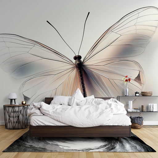 Papier peint élégant avec illustration aquarelle de papillon pour chambre moderne