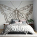 Papier peint mural avec illustration délicate de papillon stylisé pour chambre moderne