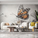 Papier peint mural avec illustration délicate de papillon sur feuille pour salon moderne