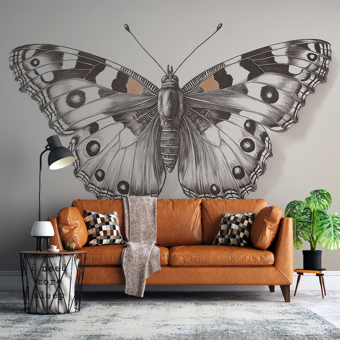 Papier peint papillon avec illustration détaillée pour salon moderne
