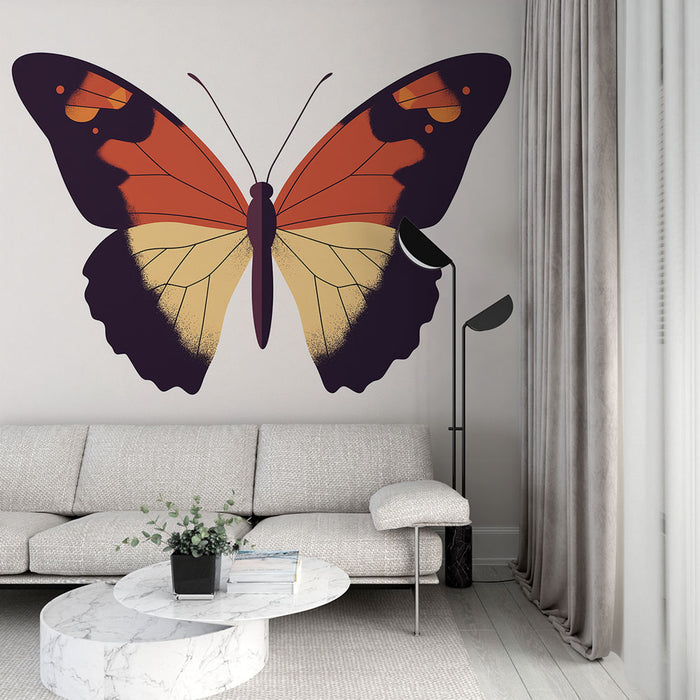 Papier peint papillon avec illustrations stylisées de papillons colorés pour salon moderne