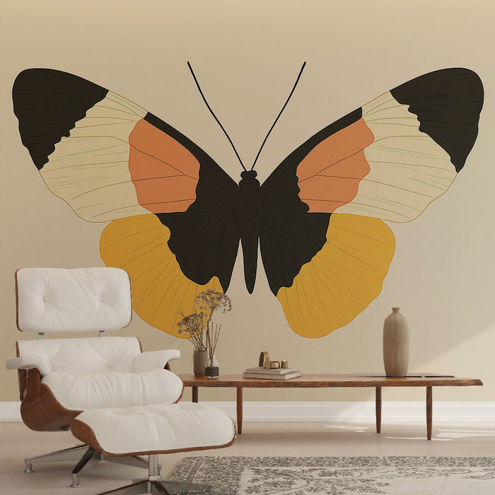 Papier peint design avec papillon coloré pour salon moderne