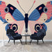 Papier peint artistique avec motif de papillon aux couleurs douces pour salon moderne