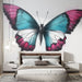 Papier peint mural avec motif de papillon coloré et dégradés vifs pour chambre moderne.