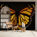 Papier peint papillon avec motif de papillon aux ailes orange et noires pour salon moderne