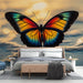 Papier peint papillon coloré sur fond aquatique pour chambre moderne et élégante