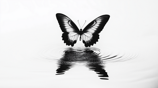 Papier peint papillon noir Élégance minimaliste avec reflets aquatiques