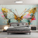 Papier peint artistique avec papillon aux couleurs vives et éclatantes pour chambre moderne.