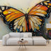 Papier peint papillon coloré en relief avec fleurs délicates pour salon moderne