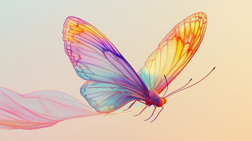 Papier peint papillon Papillon coloré et délicat aux ailes translucides