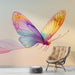 Papier peint papillon coloré avec ailes translucides pour décoration murale moderne et élégante.